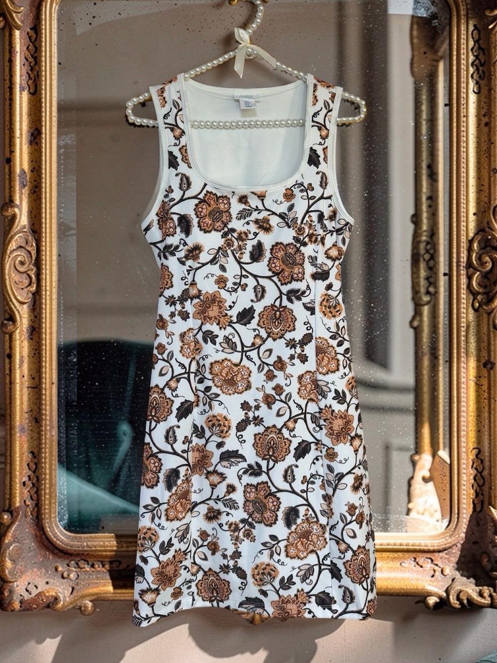 Singrid Olsen NWT Sz M Golf & Tennis Sport White Brown Floral Romper (0888)